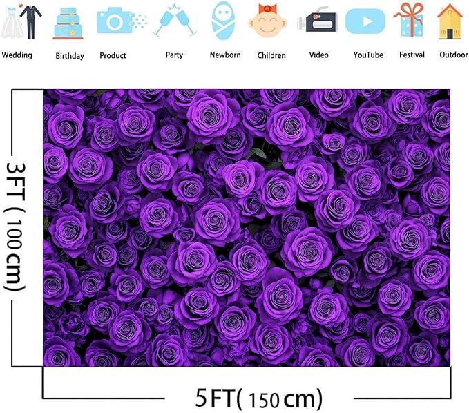 9 x 6 ft Purple Flower Floral Backdrop Background Photography Flower Wall Lavender Backdrop for Party Wedding Girls Birthday Princess Mother's Day Bridal Shower Anniversary Banner Decor Studio Photo