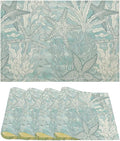 Nautical Placemats Beach Ocean Starfish Seashell Coral Art Printed Dining Table Mats Set of 4 for Restaurant Home Kitchen Holiday Picnic Party Decor 12x18in