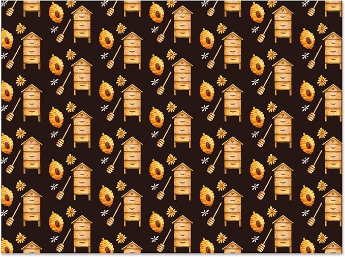 Jajajuegos 12 Sheets Bee Wrapping Paper Set - Yellow Black Bee Honeycomb Pattern - Gift Wrapping Paper for Winter Baby Shower, Birthday Party Decorations - 4 Designs, 20'' x 27''
