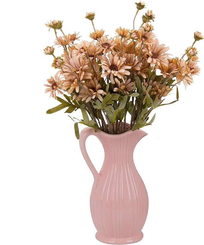 12pcs Gerbera Daisy Artificial Flowers 20 Inch Long Stem Artificial Daisy Mums for Home Décor Centerpiece Wedding Bridal Bouquet DIY(Brown)