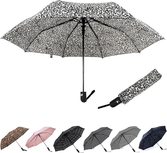 Nollia Windproof Automatic Travel Umbrella, Compact Portable with Reinforced Ribs for Sun & Rain