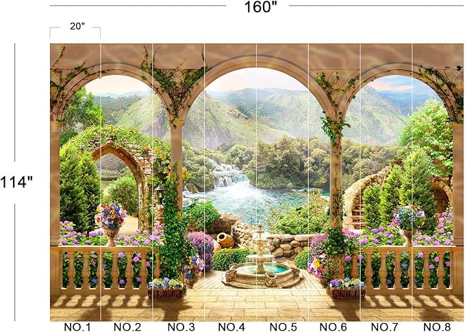 Eierme-Mountain Lake, Waterfall Photo Wallpaper Mural Wallpaper Peel and Stick 160" x 114"