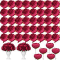 50 Pcs Artificial Peony Flower Bulk 3.5 Inch Silk Peony Flowers Heads with Stems Realistic Fake Roses for DIY Wedding Party Craft Bridal Bouquets Table Centerpieces Vase Home Decor(Burgundy)