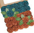 Artificial Flowers, 25pcs Realistic Artificial Rose for DIY Wedding Bouquets Centerpieces Arrangements, Terracotta and Dark Teal Dahlia Flowers with Stem for Party Home Decorations