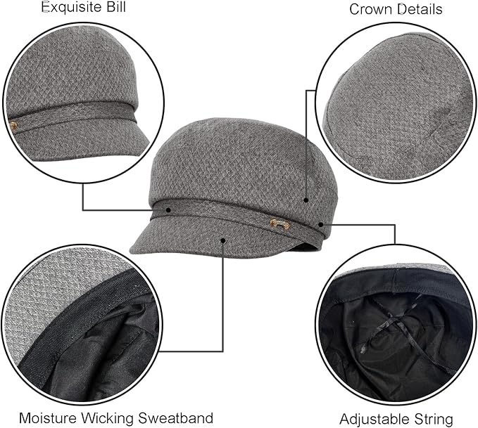 Women Retro Classic Visor Newsboy Cabbie Cap Beret Hats with Flower Buckle for Woman Ladies