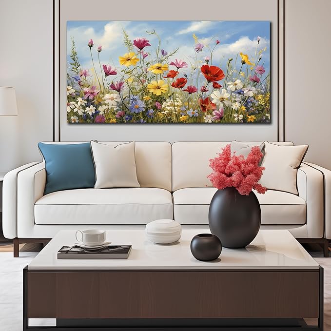 Flower Canvas Wall Art for Office Women Colorful Paintings for Wall Floral Wall Decor for Bedroom Teen Girl 24 x 48 Inch