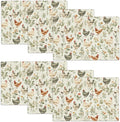 Farmhouse Rooster Placemats Set of 6, Rustic Chicken Place Mats, Country Flowers Dining Table Mats, Washable Placemats for Kitchen Dining Room Home Decor 18L'' × 12W''