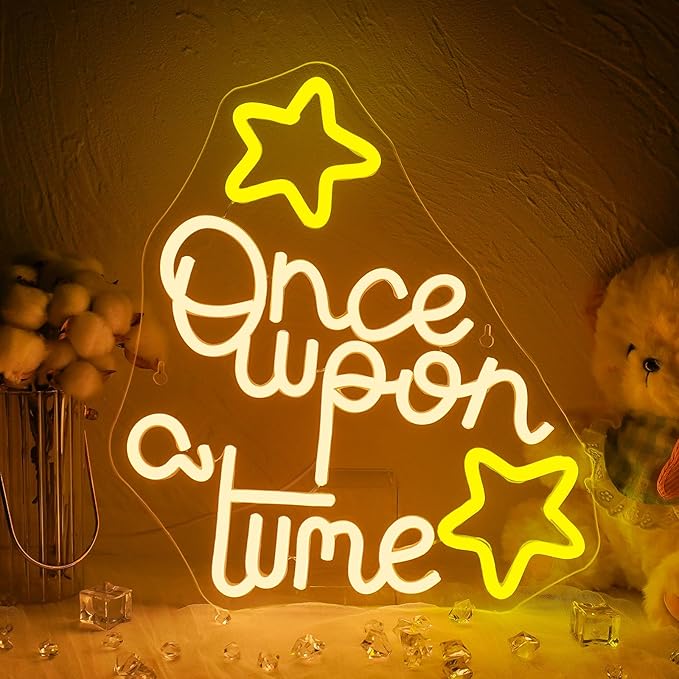 Once Upon A Time Neon Sign Fairy Tale Inspired LED Wall Art for Nursery Bedroom or Living Room Decor Magical Storybook Themed Lighted Sign for Kids and Book Lovers