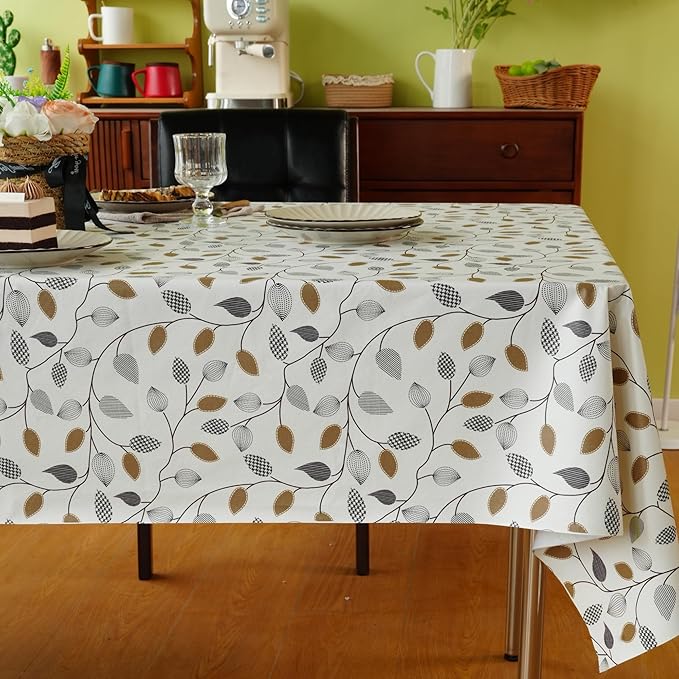 Square Table Cloth,100% Waterproof Tablecloth Oil Proof Spill Proof Vinyl Table Cloth, Wipe Clean Plastic Table Cover for Dining, Camping, Indoor and Outdoor 54" x 54",Leaf
