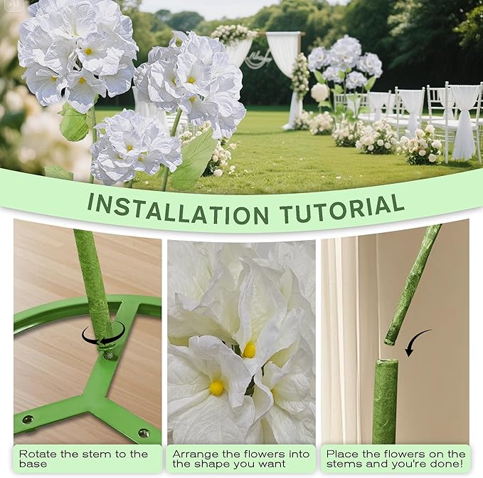 3Pcs Hydrangea Artificial Flower Decorations, Giant Flowers Wedding Decorations for Reception for Baby Shower Birthday Christmas Party Banquet Backdrop Shop Window Display Props (White)