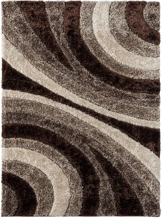 LUXE WEAVERS Lantanas Collection 7070 Brown 5x7 Modern Shag Geometric Area Rug