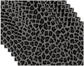 Gray and Black Leopard Placemats Set of 6 Washable Table Mats for Kitchen Dining Table,Heat-Resistant Place Mats for Indoor Outdoor Party Holiday Decoration