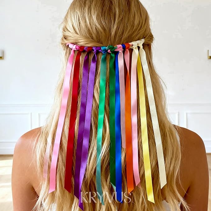 Double-Faced Rainbow Satin Ribbon Set – 12 Colors, 3/8 Inch x 5 Yards Rolls, 60 Yards Total Colorful Ribbons for Gift Wrapping, Hair Bows, Wedding & Party Decorations, DIY Crafts