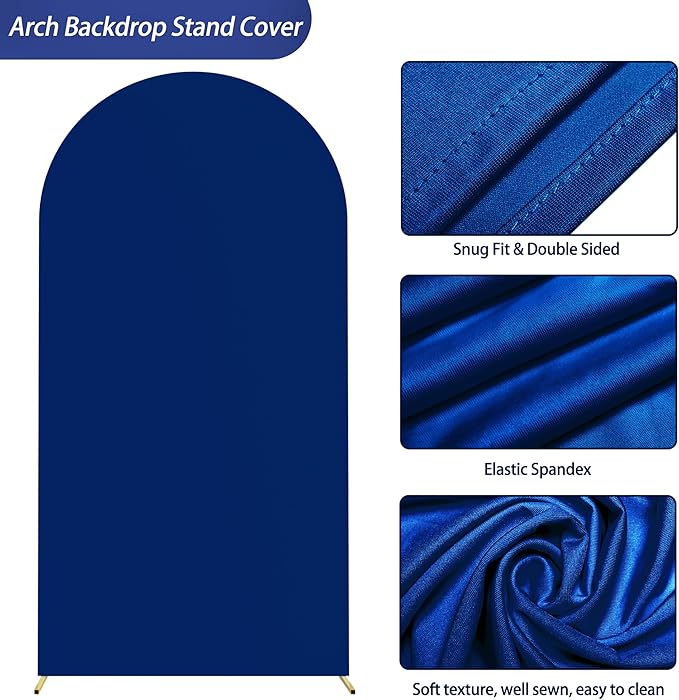 Wokceer 6.6FT Wedding Arch Cover Spandex Fitted Wedding Arch Stand Covers Round Top Chiara Arch Backdrop Cover for Birthday Party Ceremony Banquet Decoration Royal Blue