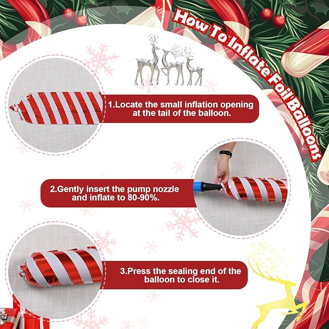 130 Pcs Christmas Balloon Arch Kit, Red Pink White Latex Balloons Garland with Santa Candy Cane Star Foil Mylar Balloon for Xmas Christmas New Year Winter Holiday Baby Shower Birthday Party Decoration