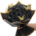 Waipfaru 36+20 Glitter Roses Bouquet, DIY Fake Flowers Bouquet, Craft The Initials of Your Loves' Name with Artificial Rose Bouquet for Valentines, Anniversary, Wedding, Black & Pink