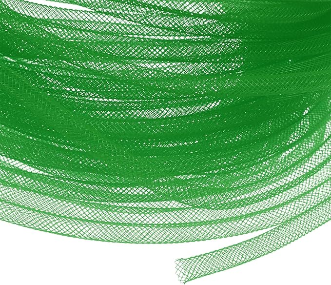 Mesh Tube Ribbon 25 Yards, 6mm Elastic Fabric Ribbons Mesh Tubing for Crafts/Gift Wrapping/Flower Bouquets/Wedding/Birthday/Holiday/Wreaths Christmas/Decoration[Grass Green]