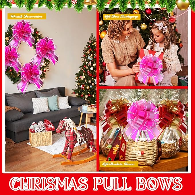 WILLBOND 20 Pieces 6 Inch Pull Bows Gift Wrapping Ribbon Pull Bows for Christmas Wedding Baskets Valentine Multicolor Wrap Accessory for Gift Present Holiday Decor(Pink Mixed Purple)