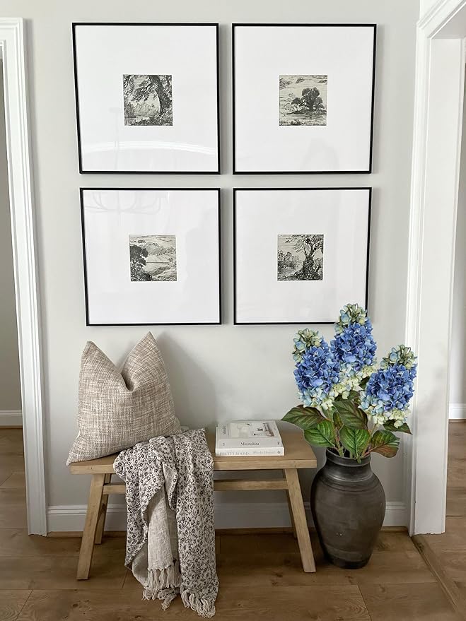 3PCS Fake Flowers Hydrangea Artificial Flowers 28" Long Stem Blue Faux Flowers for Vase, Real Touch Silk Flowers Décor for Floral Arrangement Home Farmhouse Office Hotel Decoration