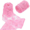 uxcell 2PCS Lace Trim Ribbon, 2.36 inch - 1 Yard 3D Rose Floral Embroidery Ribbons Edge Trimming for Sewing, Wedding Dress, DIY Crafts, Decoration Accessories, Dark Pink