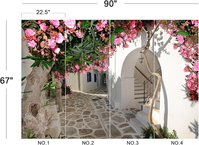 Eierme-Quiet Traditional Backstreet in Chora Town on Amorgos Island Cyclades Greece Peel and Stick 90" x 67"