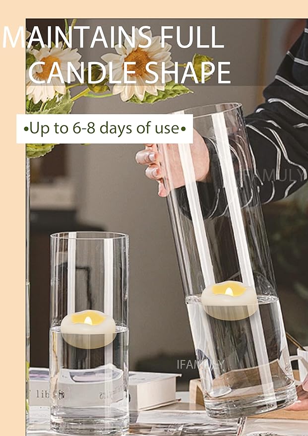 Floating Candles, 48 Packs 2.3 Inch Flameless LED Candle, 160+ Hour Battery Operated Waterproof Tealights for Wedding Centerpieces Marriage Proposals Pool Party Cylinder Vases Spa Christmas New Year