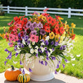 12 Bundles Artificial Flowers for Outdoor,UV Resistan Calla Lily&Daisy Fake Flowers,Realistic Plastic Faux Plants for Spring Decor,Porch,Patio,Garden,Window Box (Mixed)