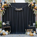 gogoparti 20 ft × 12 ft Black Backdrop Curtain for Wedding Parties, 4 Panels Wrinkle-Free 12 FT Long Polyester Photo Backdrop Drapes for Birthday, Baby Shower, Halloween Photography Background