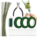 RAINFLOW Flower Arrangement Supplies for DIY Floral Tape and Floral Wire Kit with Boutonniere Pins Cutter Include 22 Gauge Wire and 26 Gauge Wire for Flower Bouquet and Wreath Making