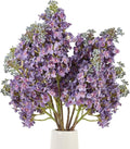 4PCS 25.6inch Lilac Artificial Flowers Purple Fake Delphinium Long Stem Silk Real Touch Flower Faux Lilac Floral Arrangement for Tall Vase Table Centerpieces Wedding Garden Home Decoration（Purple）
