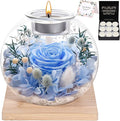 Christmas Birthday Gifts for Women Preserved Roses in Glass Dome with Scented - Romantic Preserved Flower for Women, Girlfriend, Wife, Mom, Grandma, Sister, Her-Blue