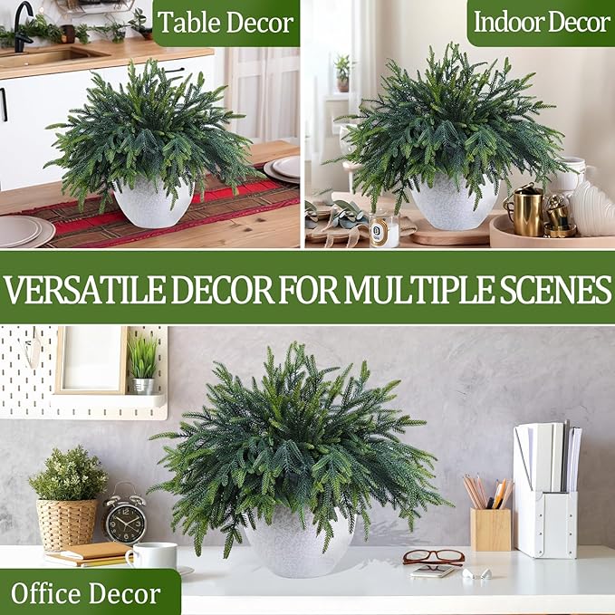 100 Pcs Pine Branches - Real Touch Artificial Pine Stems - Christmas Greenery Picks for DIY Wreaths Garlands Vase Arrangements, Indoor Outdoor Christmas Decor