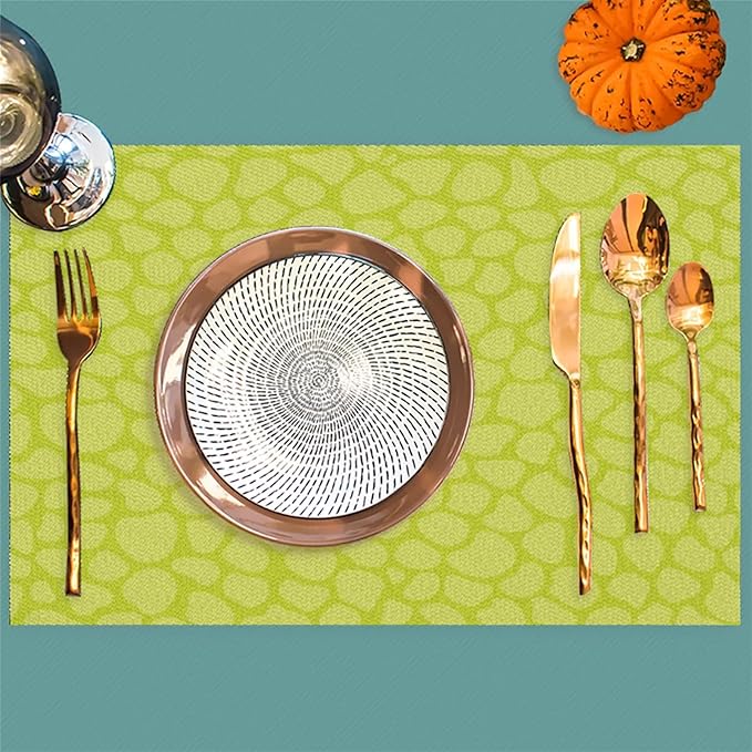Sage Green Modern Placemats Set of 4 PVC Vinyl Non Slip Table Mats Waterproof Heat Resistant Place Mats Washable Wipeable Dining Table Mat for Kitchen Party Farmhouse Indoor Outdoor Decorative