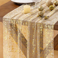 Socomi Gold Table Runner Christmas Gauze Sheer Chiffon Cheesecloth Sequin 10FT Glitter Metallic Foil Dining Wedding Birthday Party Fall Winter Anniversary Holiday Centerpiece Table Decor Beige