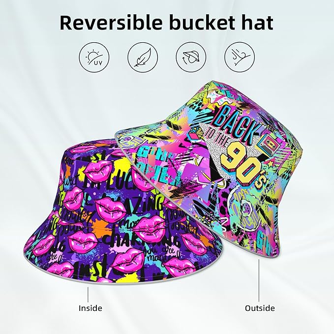 Bucket Hat Beach Summer Sun Hat Reversible Fisherman Hats Double Sided Wearing for Women Men Boys Girls