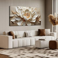 Flower Painting Wall Decor White Canvas Wall Art for Office Women,Teen Room Decor for Girls,Dining Room Art Wall Decor 24 x 48 Inch