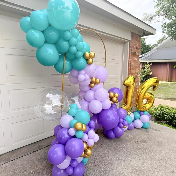 Togvu Peacock Blue Balloons Different Sizes, 123 Packs Mint Blue Balloons, Pack of 18 12 10 5 Inch Teal Blue Balloon Garland Arch Kit for Birthday Baby shower Dolphin Mermaid Theme Party Decoration