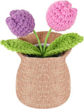 Crochet Flower Plant, Empathetic Flower Gift for Women & Men, Perfect for Birthday, Christmas, Mother's Day, Desk Decor, Birthday Decorations, Kids Party Decoration. Purple Gradient Tulip