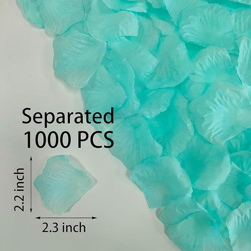 1000 PCS Separated Artificial Aqua Splash Rose Petals for Romantic Night for her Set,Fake Flower Petals for Flower Girl,Silk Rose Petals for Valentine Day Party Romantic Decorations(Tiffany Blue)