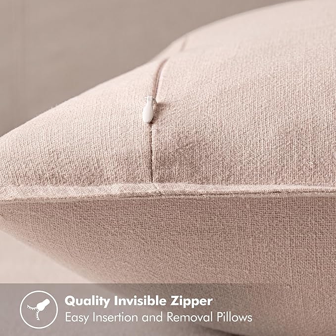 MIULEE Decorative Linen Euro Sham Pillow Covers 24x24 Light Pink Boho Farmhouse Neutral Couch Throw Pillows for Bed Pack of 2 Accent Modern Pillowcase Sofa Livingroom Home Decor