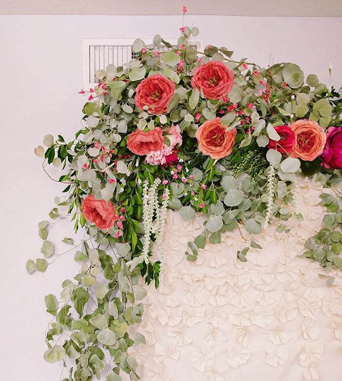 16pcs Peonies Artificial Flowers Head Red Austin Roses Vintage Burnt Flowers Silk Rose Head with Stems for DIY Flower Wedding Bouquets Centerpieces Home Decoration (Red)