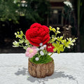 Handmade Crochet Rose Bouquet Knitted Creative Potted Plant Cute Home Desktop Decorations and Gifts for Friends, Lovers, Classmates (Red Roses)