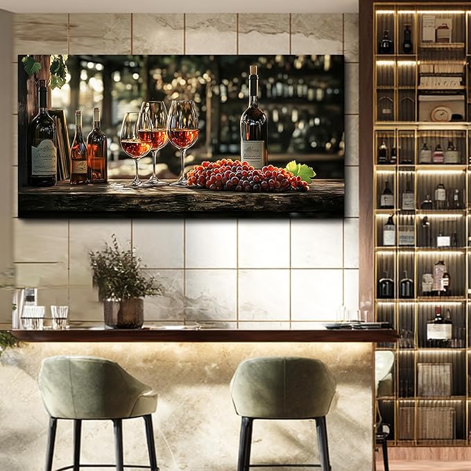 hyidecorart Dining Room Wall Art Still Life Goblet Prints Painting Wine Glass Canvas Wall Pictures Kitchen Art Wall Decor Landscape Poster Pub Living Room Office Artwork Modern Home Decoration 30x60