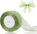 1.5 inch Sheer Organza Ribbon Sage Green Chiffon Ribbon for Gift Wrapping Christmas Halloween Decoration Wedding Flower Bouquet Crafts 50 Yards