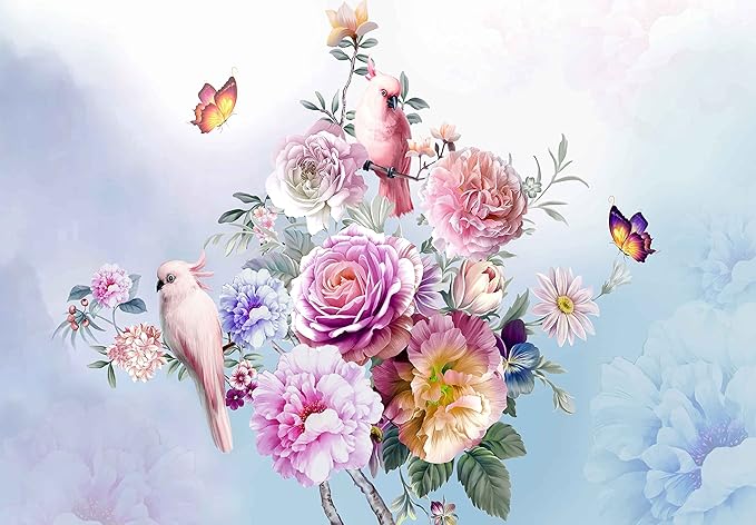 Wall Murals Full of Romantic Leaves and Flower Wallpaper for Bedroom, Living Room and Office Decoration