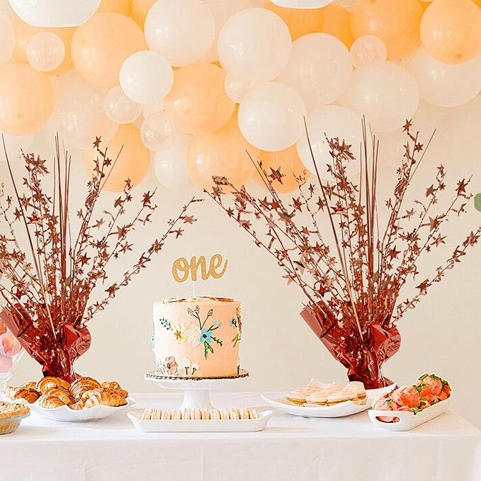 ALISSAR 2-Pack Glitter Rose Gold Star Centerpieces-Table Decorations for Home Decor Birthday Wedding Anniversary Decor (Rose Gold)
