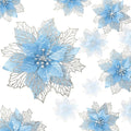 Geosar 24 Pieces Christmas Glitter Poinsettia Flowers Layered Artificial Xmas Flowers Wedding Christmas Tree New Year Ornaments 3/4/6 Inch(Blue)
