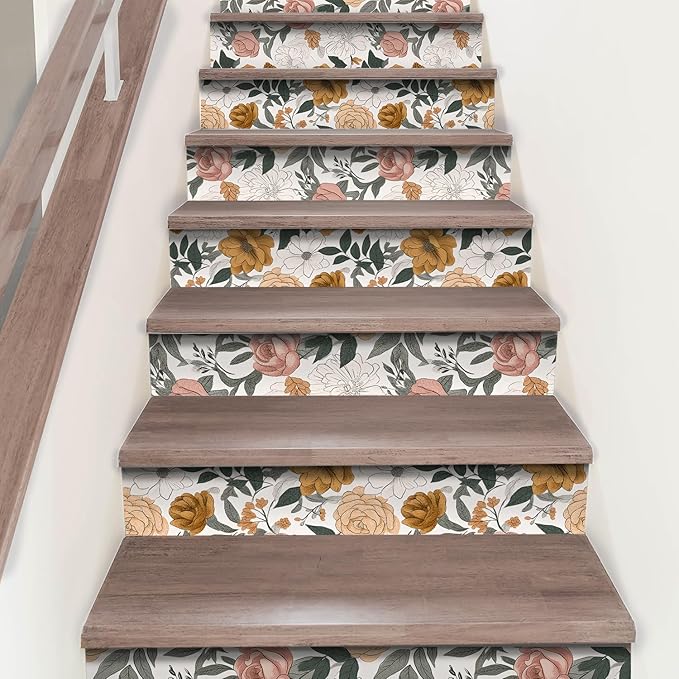 Vintage Peel and Stick Wallpaper,Boho Wall Paper Stick on Bcacksplash,17.3"x118" Contact Wallpapers,Wildflowers Botanical Papers,Removable&Renter Friendly Bright Floral Paper(1 Roll)
