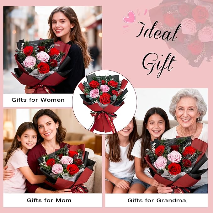 Vrioca Flowers for Delivery, Preserved Flowers Bouquets, Birthday Gifts for Women Mom