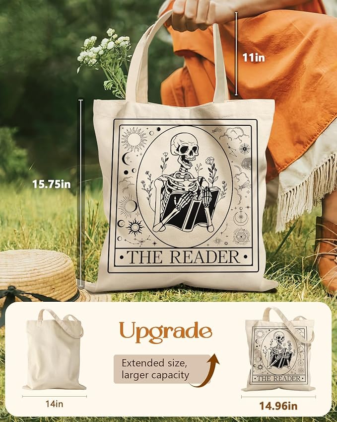 Aesthetic Tote Bag for Women- with Magnetic Buckle and Zipper Inner Pocket Cloth Cotton Canvas Tote Bags